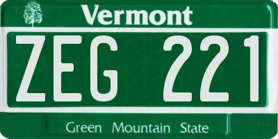 VT license plate ZEG221