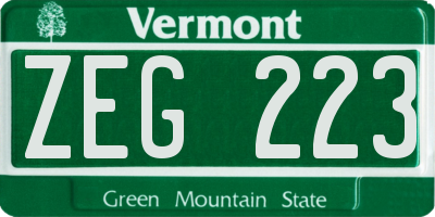 VT license plate ZEG223