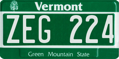 VT license plate ZEG224