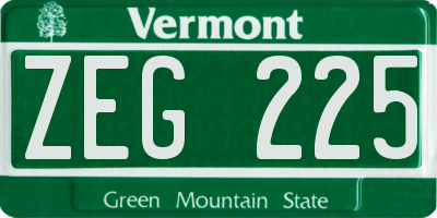 VT license plate ZEG225