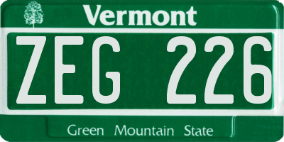 VT license plate ZEG226