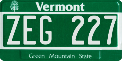 VT license plate ZEG227