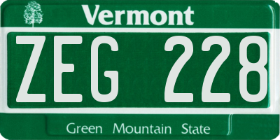 VT license plate ZEG228