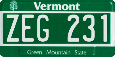 VT license plate ZEG231