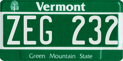 VT license plate ZEG232