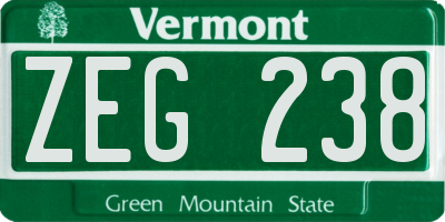 VT license plate ZEG238