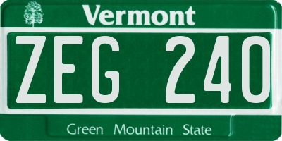VT license plate ZEG240