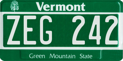 VT license plate ZEG242