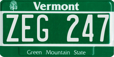 VT license plate ZEG247