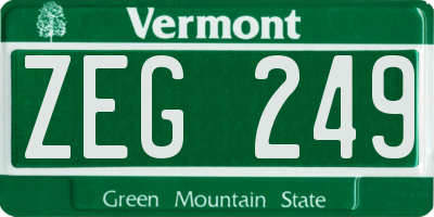 VT license plate ZEG249