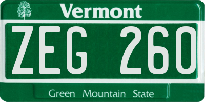 VT license plate ZEG260