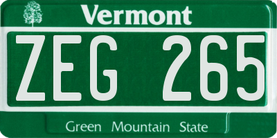 VT license plate ZEG265
