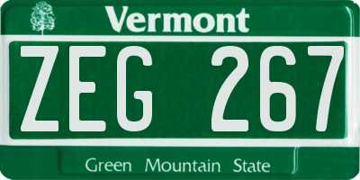 VT license plate ZEG267