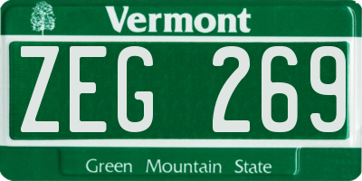 VT license plate ZEG269