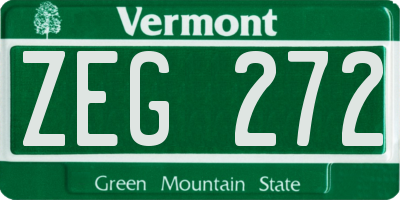 VT license plate ZEG272