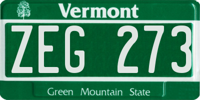 VT license plate ZEG273