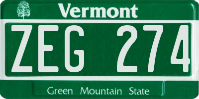 VT license plate ZEG274