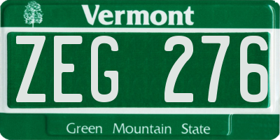 VT license plate ZEG276