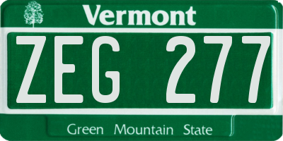 VT license plate ZEG277