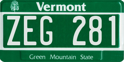 VT license plate ZEG281