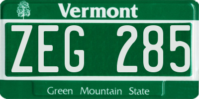 VT license plate ZEG285