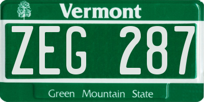 VT license plate ZEG287