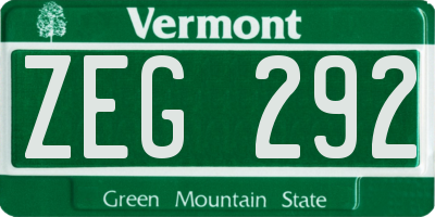 VT license plate ZEG292
