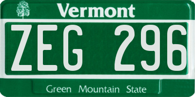 VT license plate ZEG296