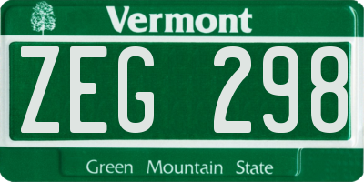 VT license plate ZEG298
