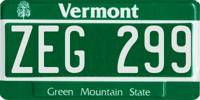 VT license plate ZEG299