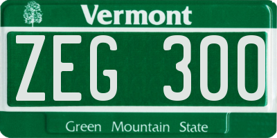 VT license plate ZEG300