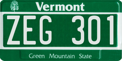 VT license plate ZEG301