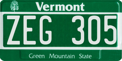 VT license plate ZEG305