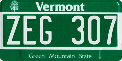 VT license plate ZEG307