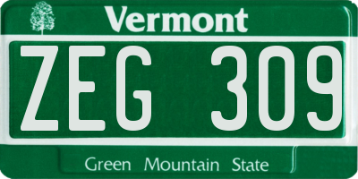 VT license plate ZEG309