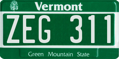 VT license plate ZEG311