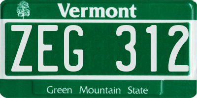 VT license plate ZEG312