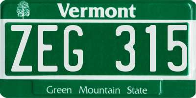 VT license plate ZEG315