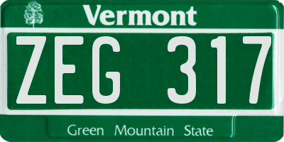 VT license plate ZEG317