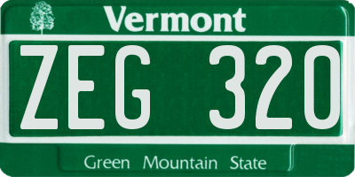 VT license plate ZEG320