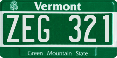 VT license plate ZEG321