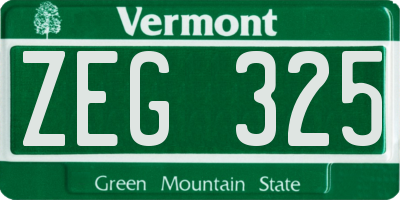 VT license plate ZEG325