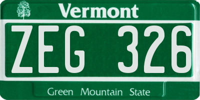 VT license plate ZEG326