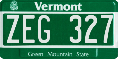 VT license plate ZEG327