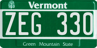 VT license plate ZEG330