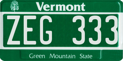 VT license plate ZEG333