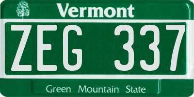 VT license plate ZEG337