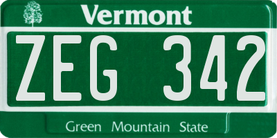 VT license plate ZEG342