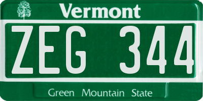 VT license plate ZEG344