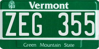 VT license plate ZEG355